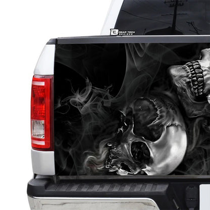 Petthouse | Creepy Skul With Smoke Tailgate Wrap Skull Car Sticker Print Halloween Car Decor Son Boys Gifts