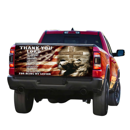 Petthouse | Thank You Lord Tailgate Wrap Jesus Lion Tailgate Wrap My Savior Tailgate Cover Christian Decor