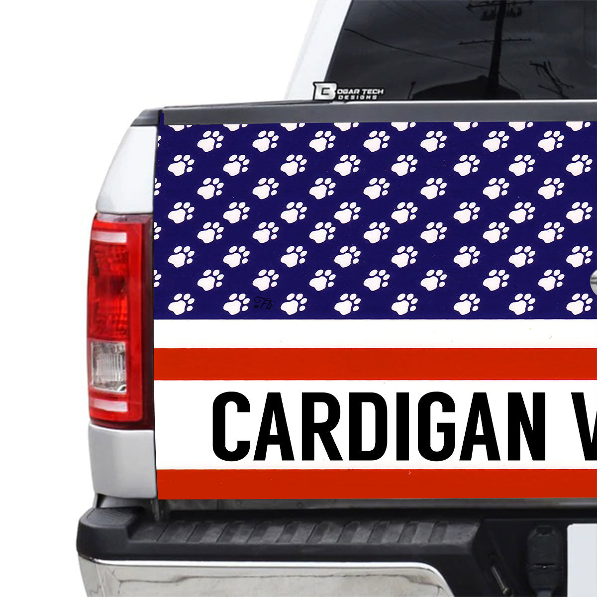 Petthouse | Welsh Corgi Cute Tailgater Decal American Flag Tailgate Wrap Tailgate Decals For Trucks