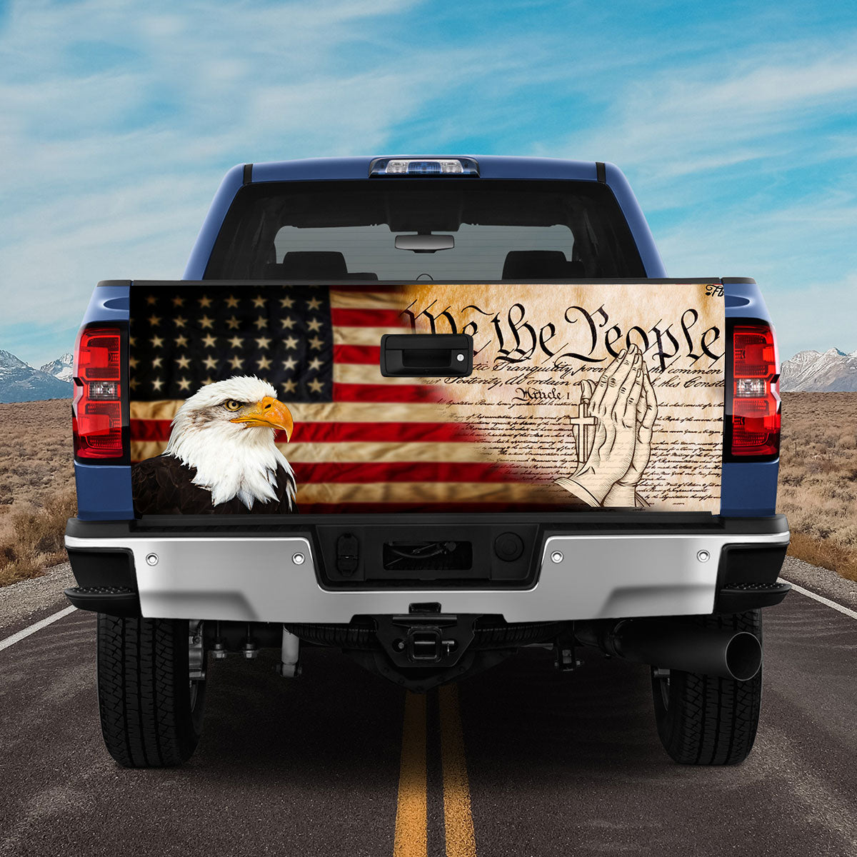 Petthouse | Jesus Eagle Tailgate Wrap, We The People Tailgate Wrap, Eagle Usa Flag Tailgate Wrap