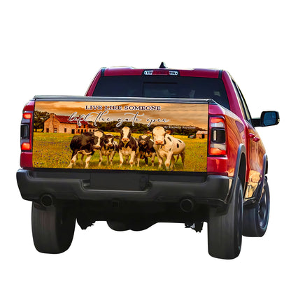 Petthouse | Cow Tailgate Wrap Farmhouse Vinyl Decal Wrap Live Like Someone Left Gate Open Farmer Gift