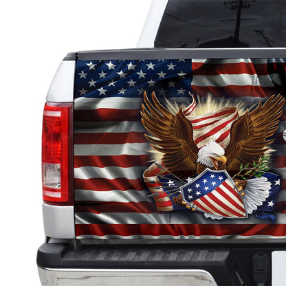 Petthouse | American Flag Bald Eagle Truck Tailgate Wrap Eagle Vinyl Graphic Decal Patriot Car Accessories