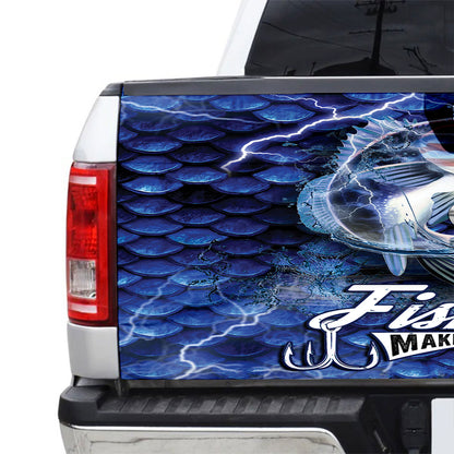 Petthouse | Fishing Makes Me Happy Truck Tailgate Wrap Vinyl Graphic Decal Sticker Fishermen Gift