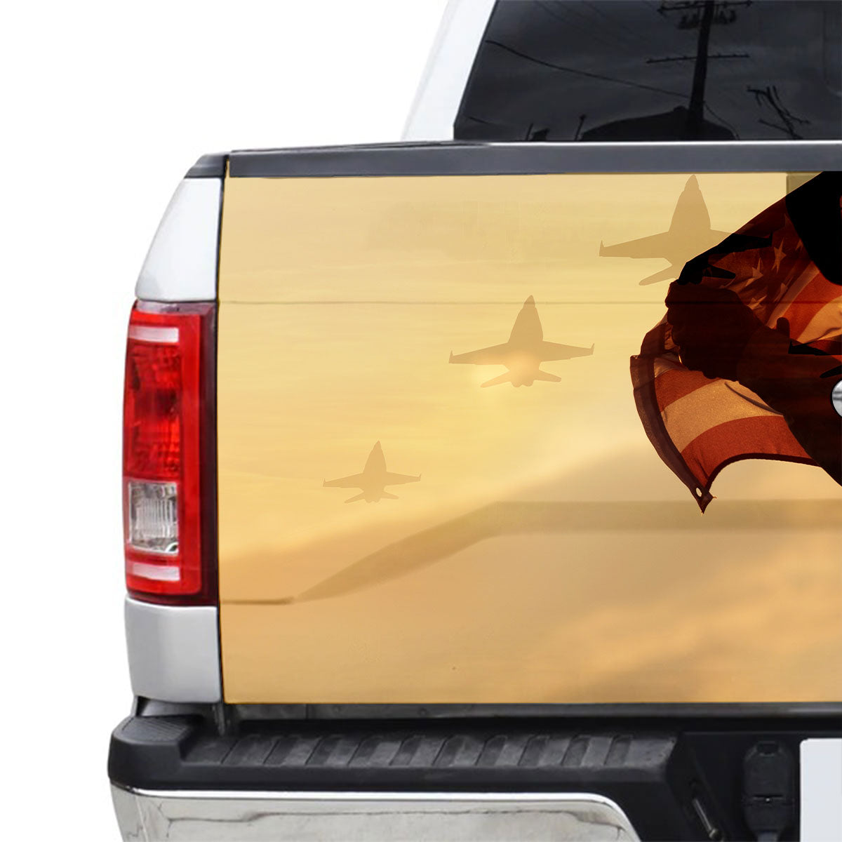 Petthouse | American Soldier Veteran Tailgate Vinyl Graphic Wrap American Flag Tailgate Wrap American Patriot