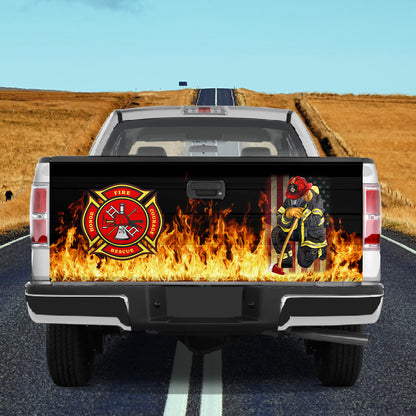 Petthouse | Firefighter Tailgate Wrap, Firefighter Logo Tailgate Wrap, Usa Firefighter Tailgate Wrap