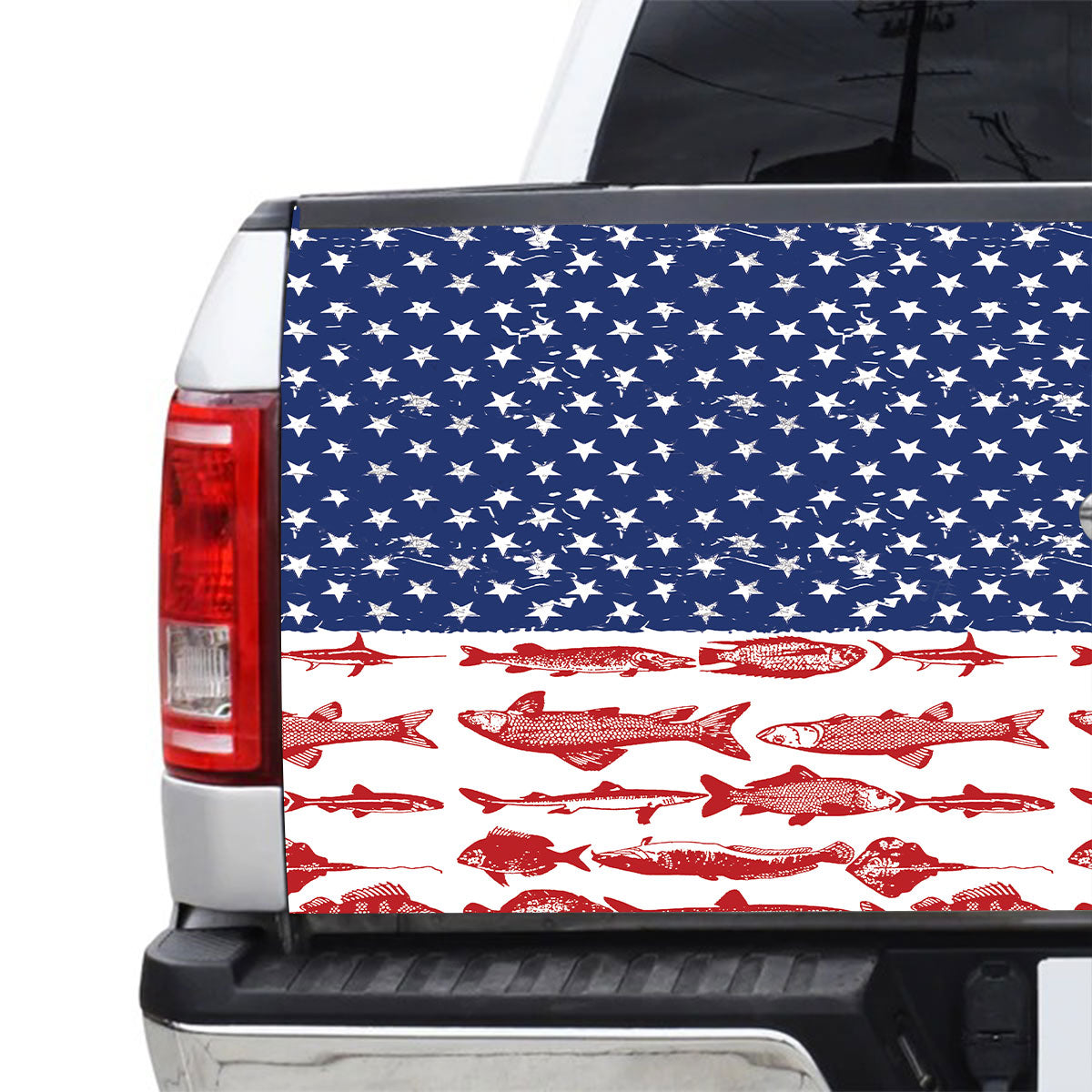 Petthouse | Fishes American Flag Tailgate Wrap Decal Truck Decoration Gift For Family