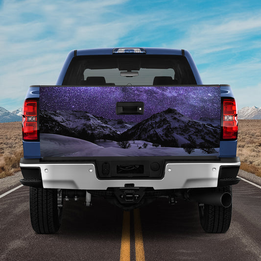 Petthouse | Winter Mountain Tailigate Wrap, Milky Way Galaxy Tailigate Wrap, Beautiful Landscape Print