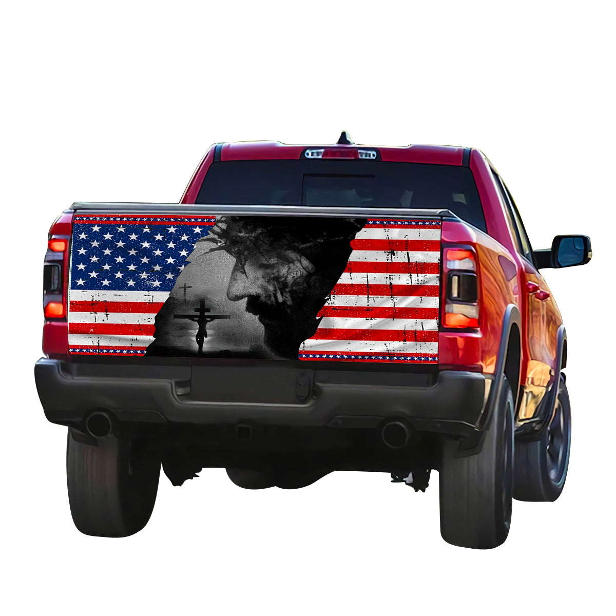 Petthouse | Jesus Christ Tailgate Wrap American Flag Tailgate Wrap Christ America Tailgate Wrap Christian Gift