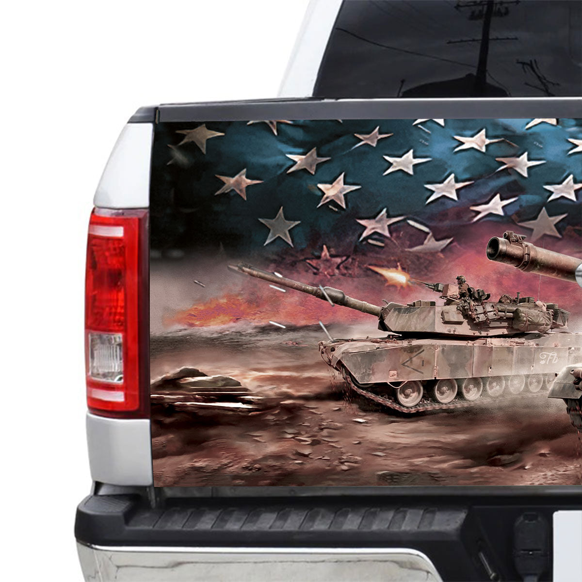 Petthouse | American Main Battle Tank War Tailgate Wrap Decal Us Tank Sticker Truck Decoration Grandpa Gift