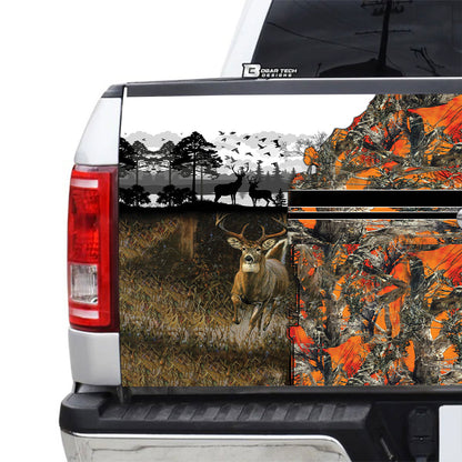 Petthouse | Deer Hunting Tailgate Wrap Wild Deer Art Cover Orange Camo Pattern Wrap Deer Hunting Lover Gift