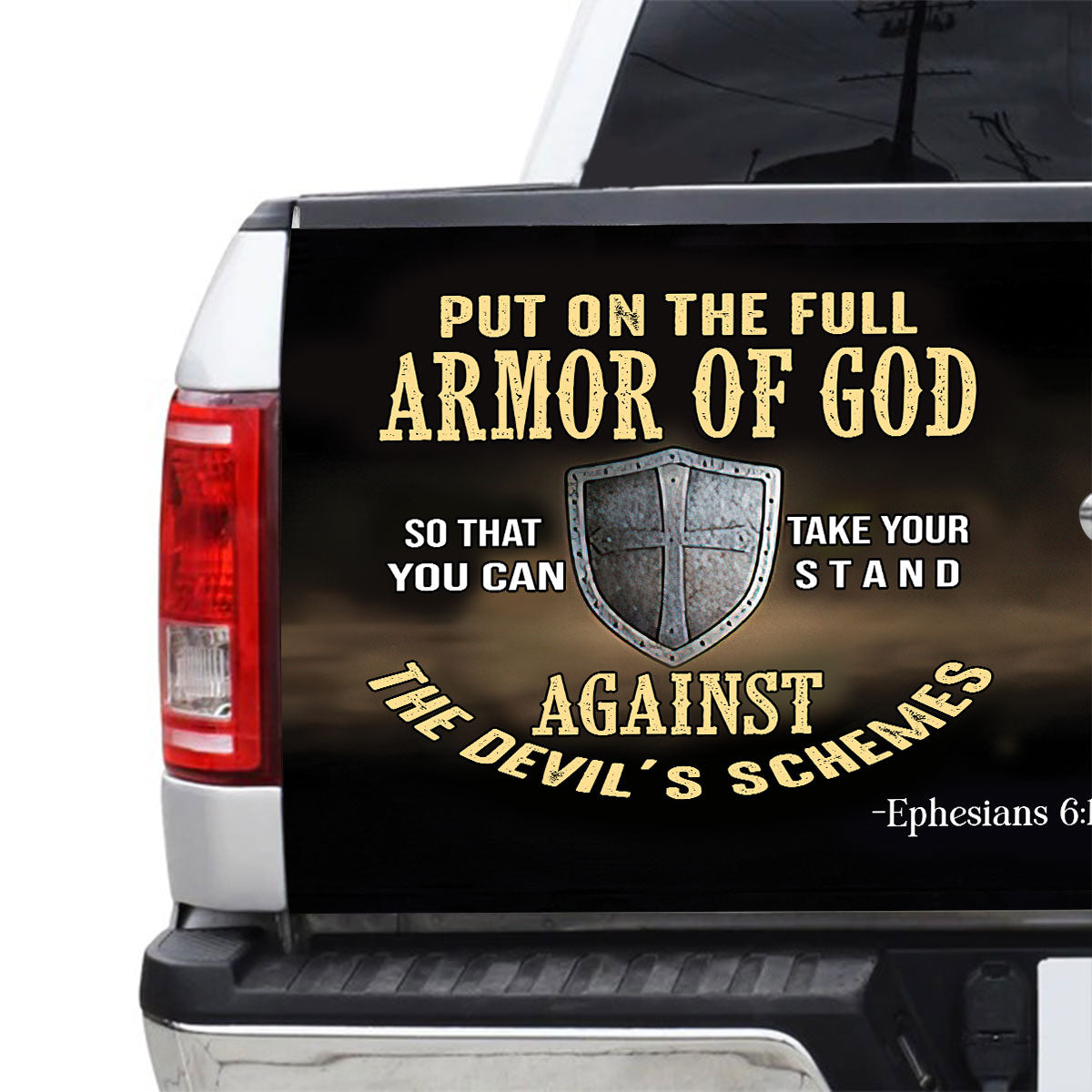 Petthouse | Christ Warrior Tailgate Wrap Armor Of God Christian Tailgate Wrap Christian Car Decoration