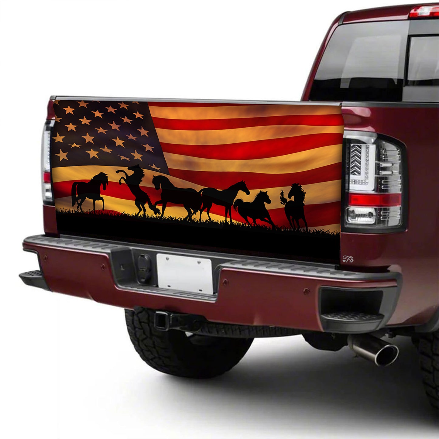 Petthouse | Horse American Flag Truck Tailgate Wrap Decal Horse Truck Vinyl Wrap American Flag Patriotic