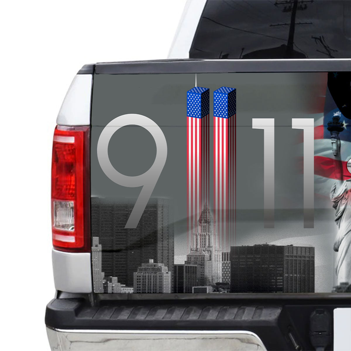 Petthouse | Patriot Day Tailgate Wrap We Will Never Forget Truck Decals American Statue Of Liberty Decor