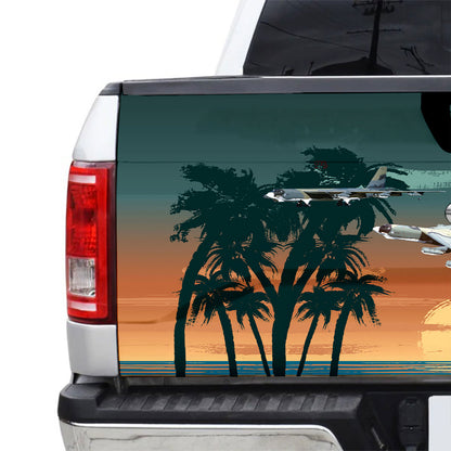 Petthouse | American Aircraf Sunset On Beach Tailgate Vinyl Graphic Wrap Tailgate Decals Car Accessories