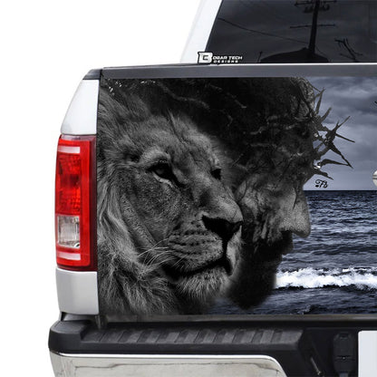 Petthouse | Jesus And Lion Tailgate Wrap, I Can Do All Things Through Christ Tailgate Wrap, Christian Gift