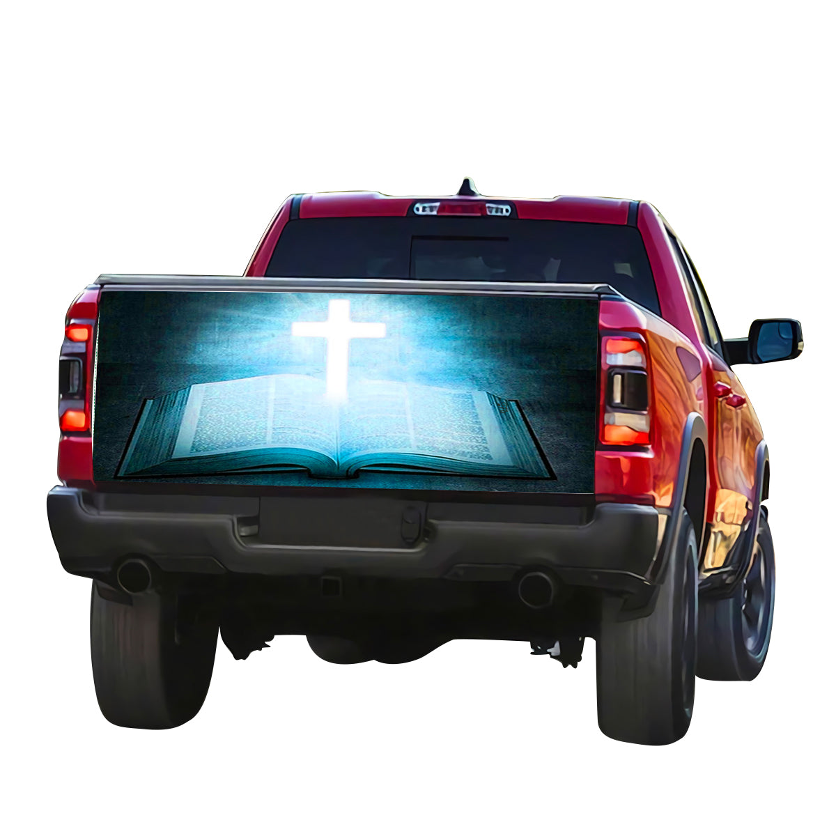 Petthouse | Cross And Bible Truck Tailgate Decal Sticker Wrap America Jesus Christ Wrap Christian Car Decor