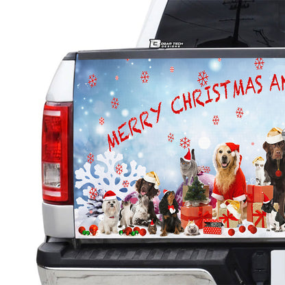 Petthouse | Dogs Christmas Tailgate Wrap, Merry Christmas And Happy New Year, Dog Holiday Tailgate Wrap