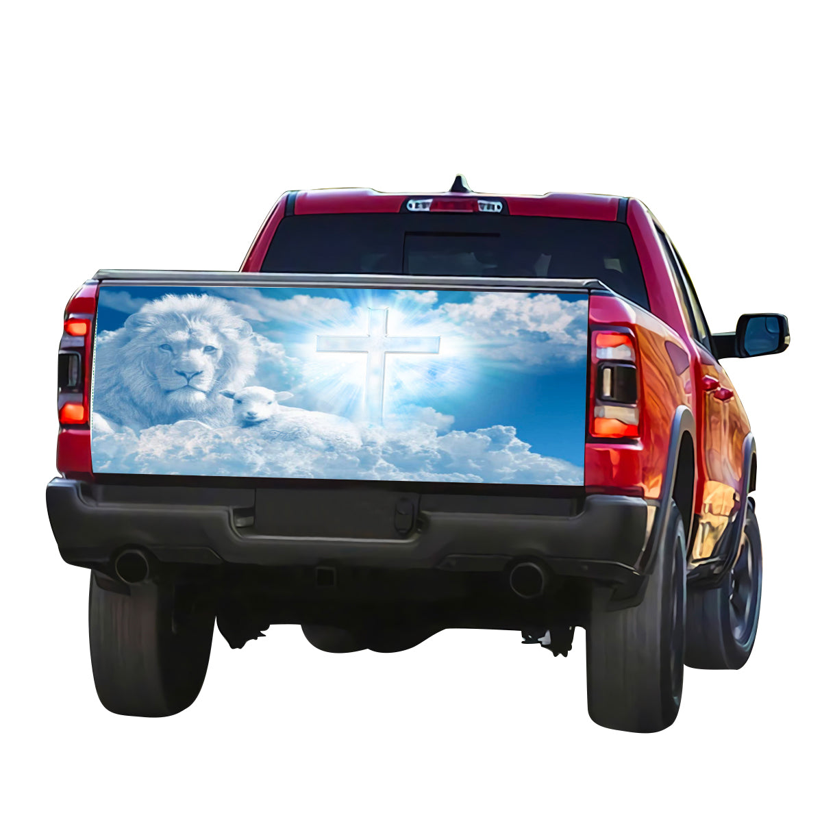 Petthouse | Lion Lamp Christian Tailgate Wrap Christ Cross Tailgate Wrap Blue Sky Tailgate Wrap Christian Gift