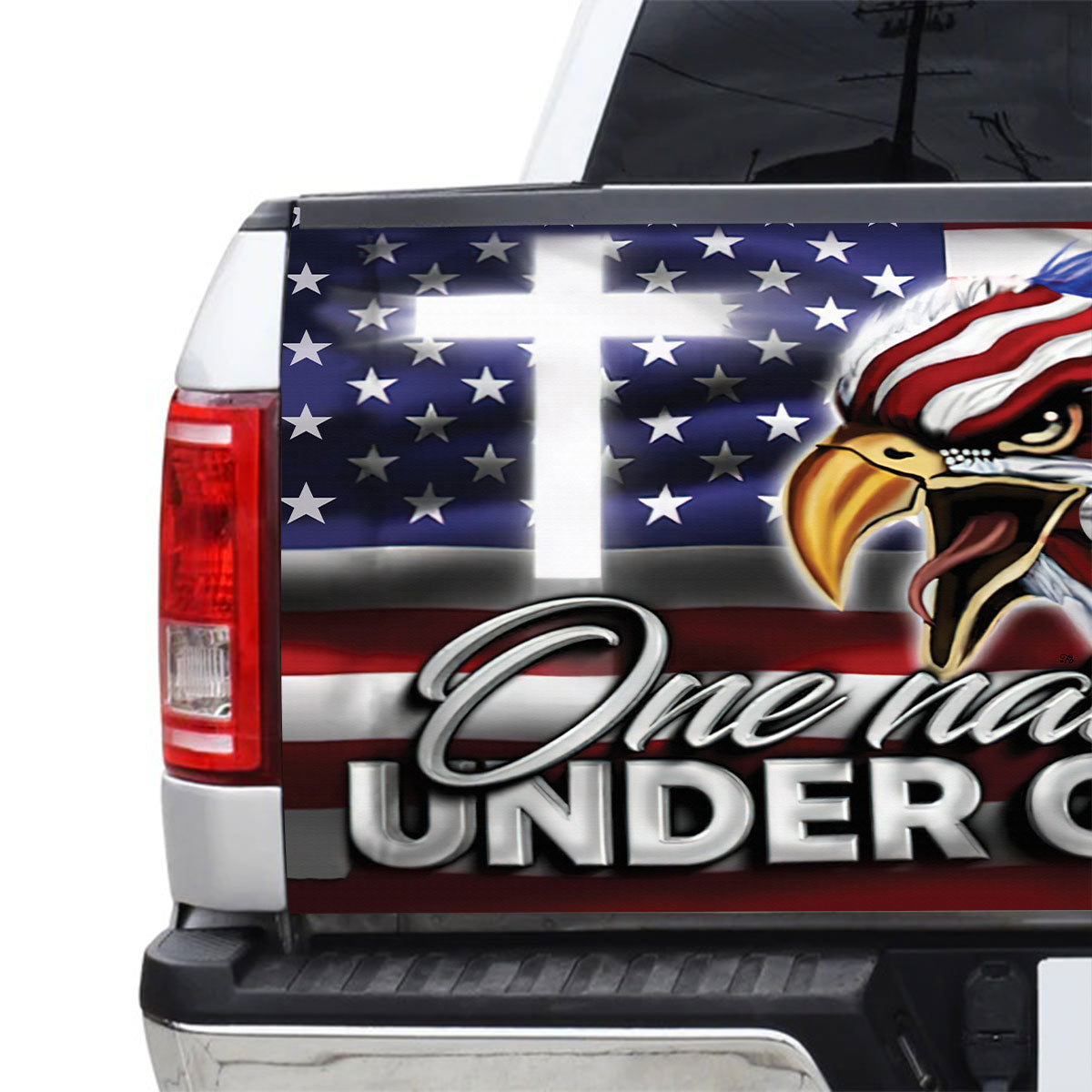 Petthouse | Eagle American Flag One Nation Under God Truck Tailgate Decal God Bless America Truck Vinyl Decal