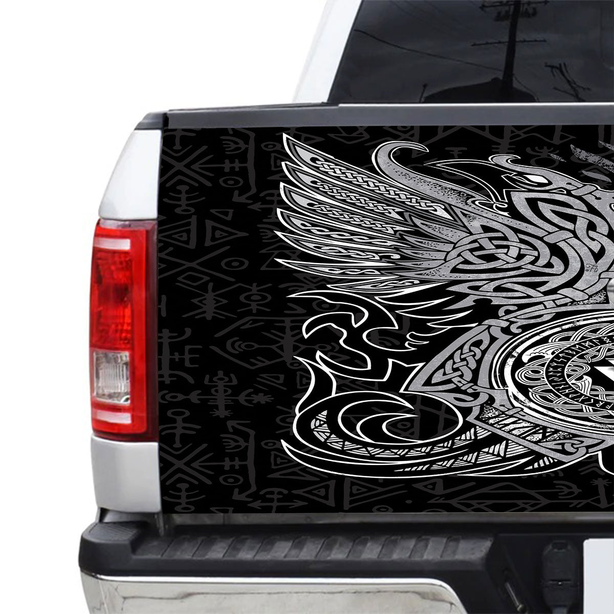 Petthouse | Scandinavia Pattern Tailgate Wrap Raven Viking Pattern Tailgate Cover Viking Style Cover Car Decor