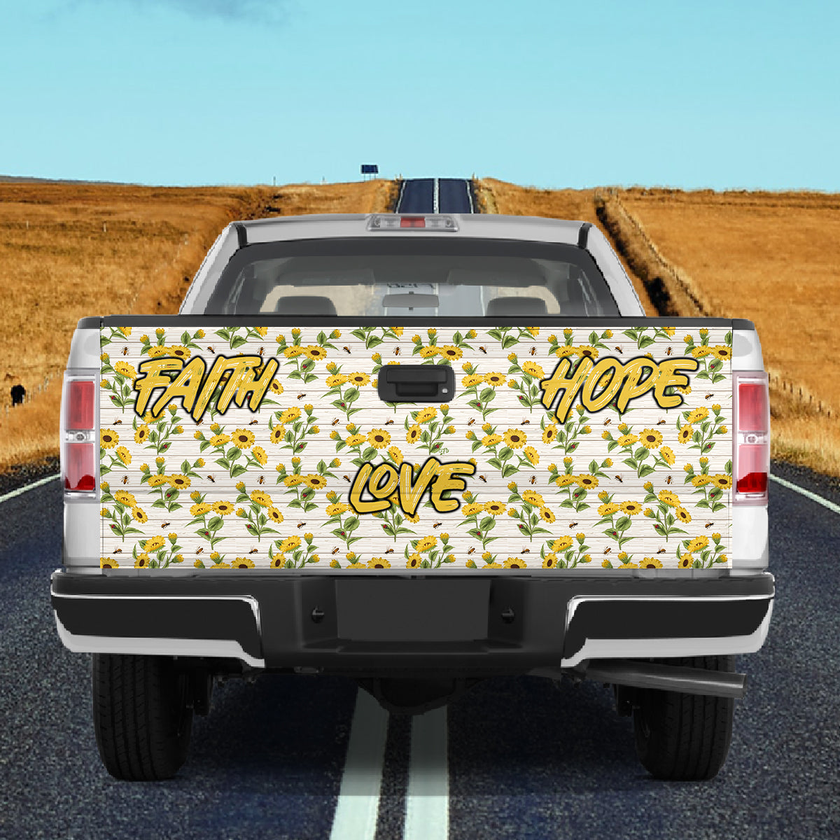 Petthouse | Faith Hope Love Tailgate Wrap Sunflower Pattern Wrap Floral Wrap Hippie Style Decor