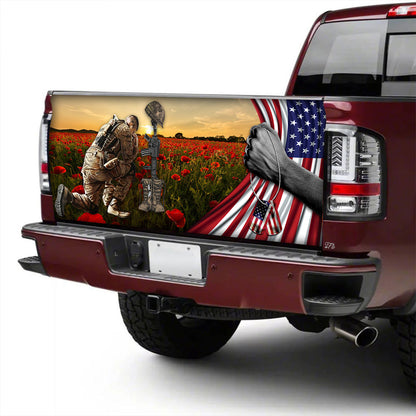 Petthouse | Veteran Kneel Truck Tailgate Wrap Veteran Poppy Field Tailgate Decal Rememberance Day Never Forget