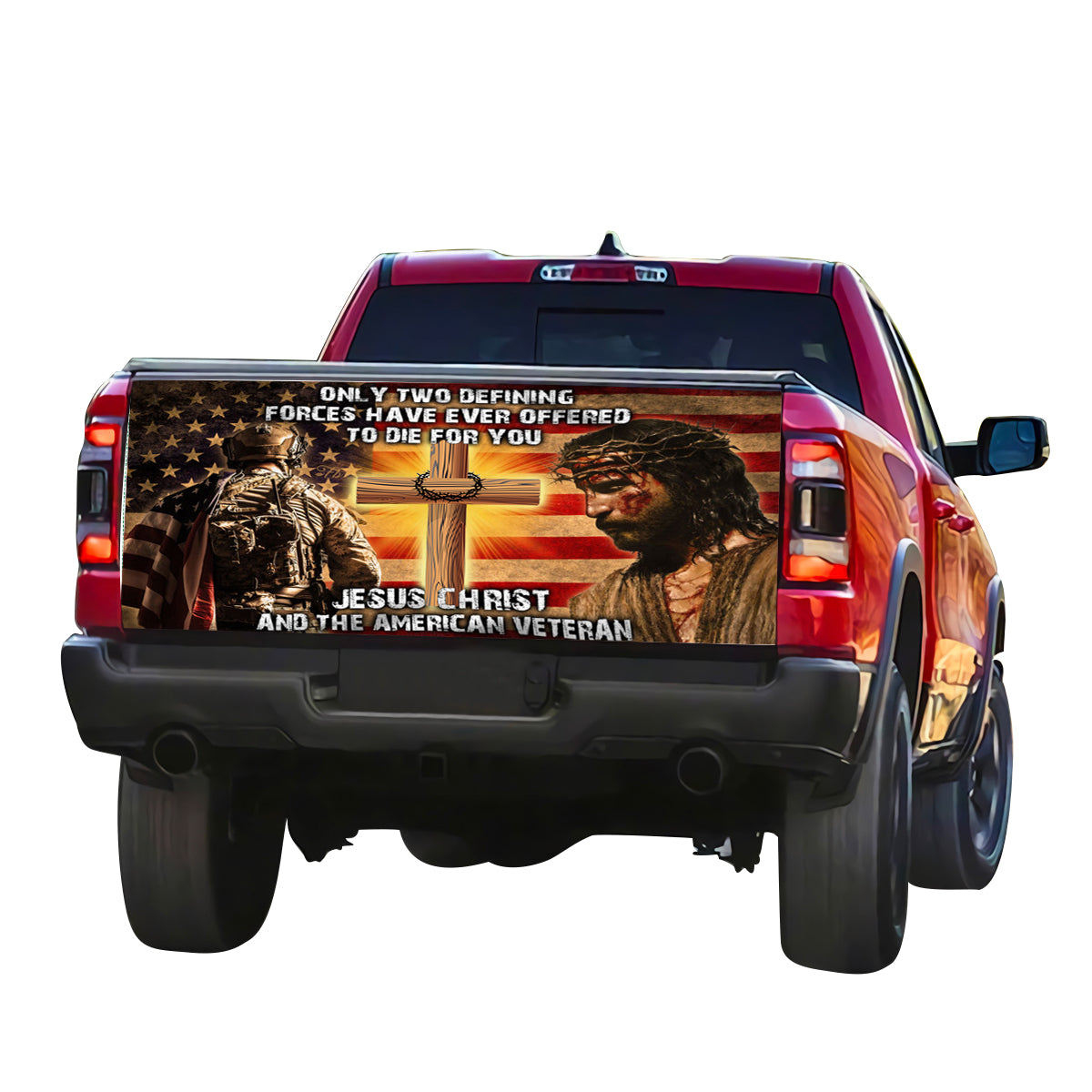 Petthouse | Christ Warrior Tailgate Wrap American Veteran Tailgate Wrap Jesus Christ Tailgate Wrap Car Decor