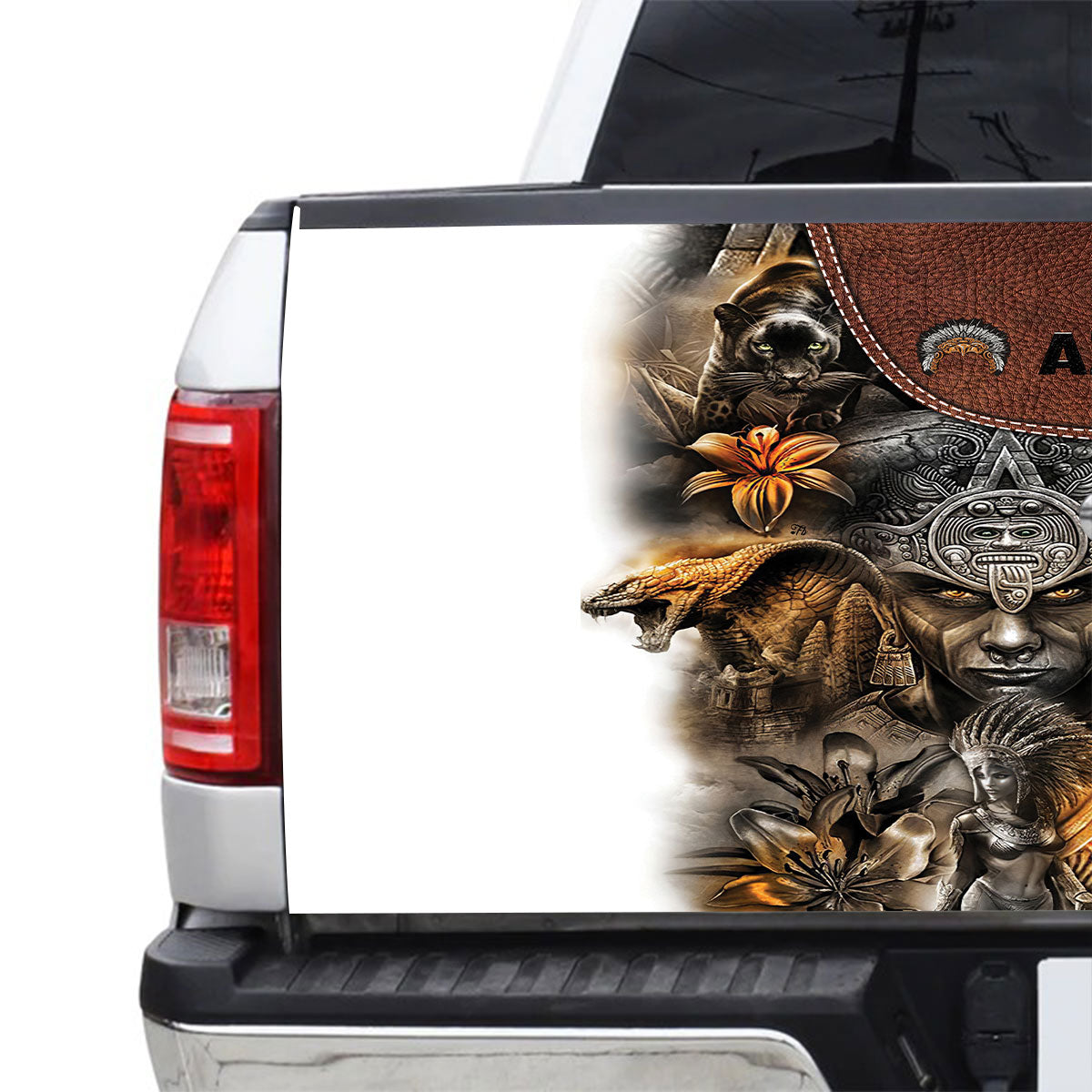 Petthouse | Azteca Mexicana Tailgate Wrap Aztec Culture Pattern Tailgate Cover Car Decoration