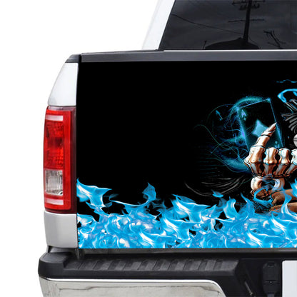 Petthouse | Death Tailgate Wrap Blue Fire Pattern Tailgate Wrap Death And Card Tailgate Cover Car Decoration