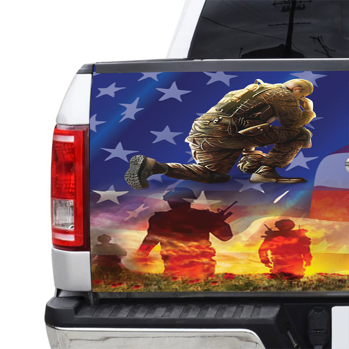 Petthouse | American Veteran Tailgate Wrap Decal Vinyl Graphic Us Soldier Army Military Memorial Day Decor