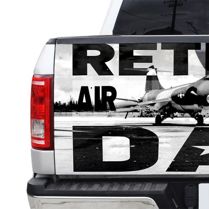 Petthouse | Retired Air Force Dad Tailgate Vinyl Graphic Wrap Proud Dad Tailgate Decal Aircraf Graphic Wrap