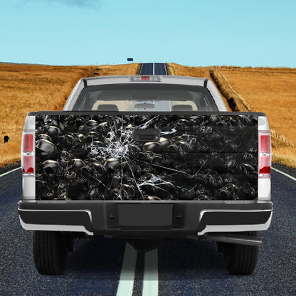 Petthouse | Happy Halloween Skull Tailgate Wrap, Head Skull Pattern Stick Truck, Horror Style Wrap