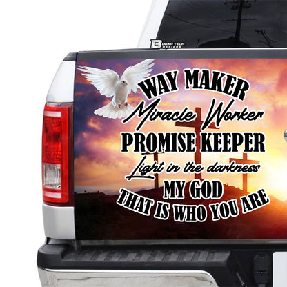 Petthouse | Jesus Christian Tailgate Wrap, Way Maker Miracle Worker Promise Keeper Light In The Darkness