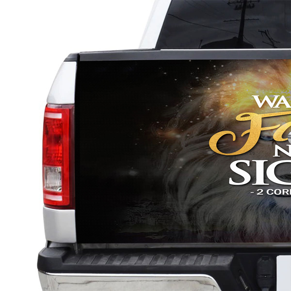 Petthouse | Walk By Faith Not By Sight Tailgate Wrap Lion Face Tailgate Wrap Lion Star Cover Car Decoration