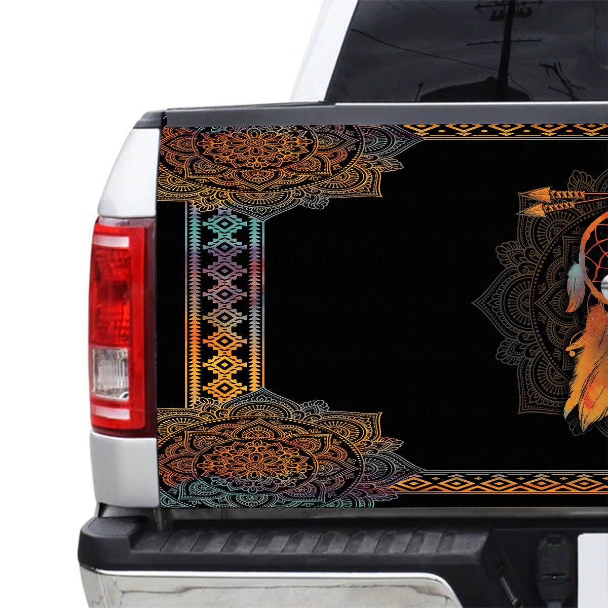 Petthouse | Dreamcatcher Tailgate Wrap Mandala Pattern Border Tailgate Cover Car Decoration