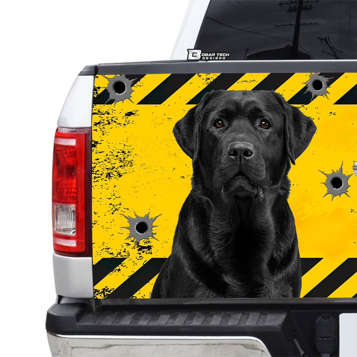 Petthouse | Labrador Retriever Truck Tailgate Wrap Caution This Car Is Protected Tailgate Sticker Car Decor