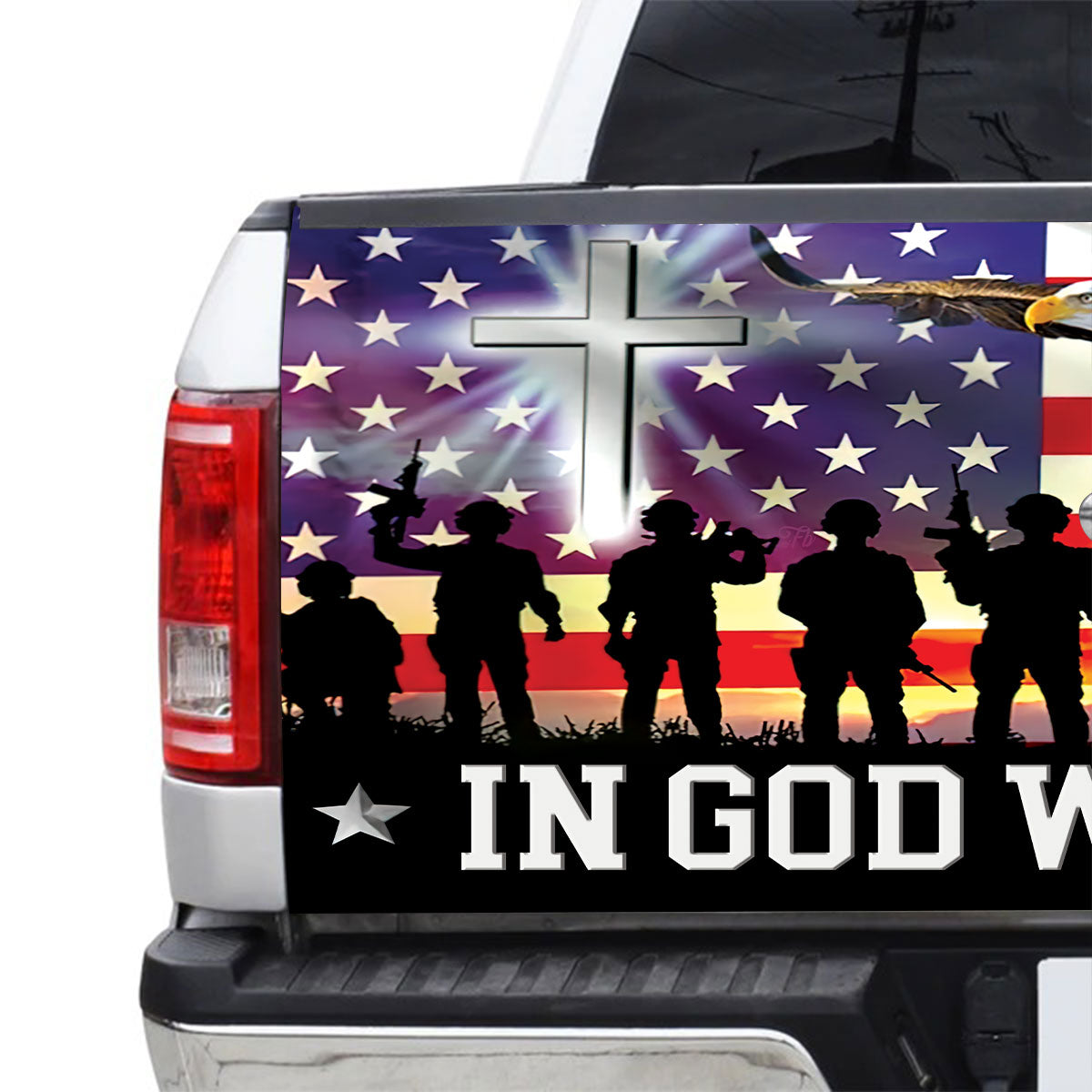 Petthouse | In God We Trust American Army Veteran Tailgate Wrap Decal Truck Decoration