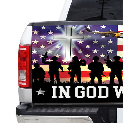 Petthouse | In God We Trust American Army Veteran Tailgate Wrap Decal Truck Decoration