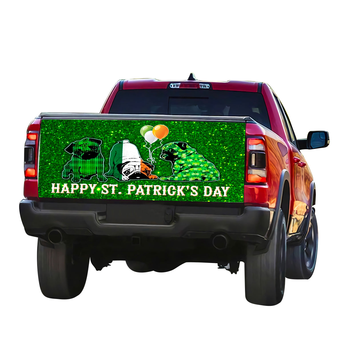 Petthouse | Pug Dog Happy St Patrick's Day Truck Tailgate Wrap St Patrick Day Dog