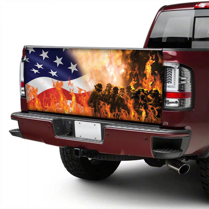 Petthouse | Firefighter American Tailgate Wrap, Fireman Dad Truck Decor Gift Idea