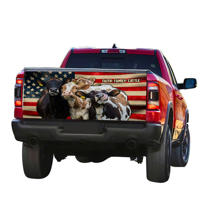 Petthouse | Faith Family Cattle Tailgate Wrap Cow Farm Truck Tailgate Wrap America Flag Tailgate Wrap Car Decor