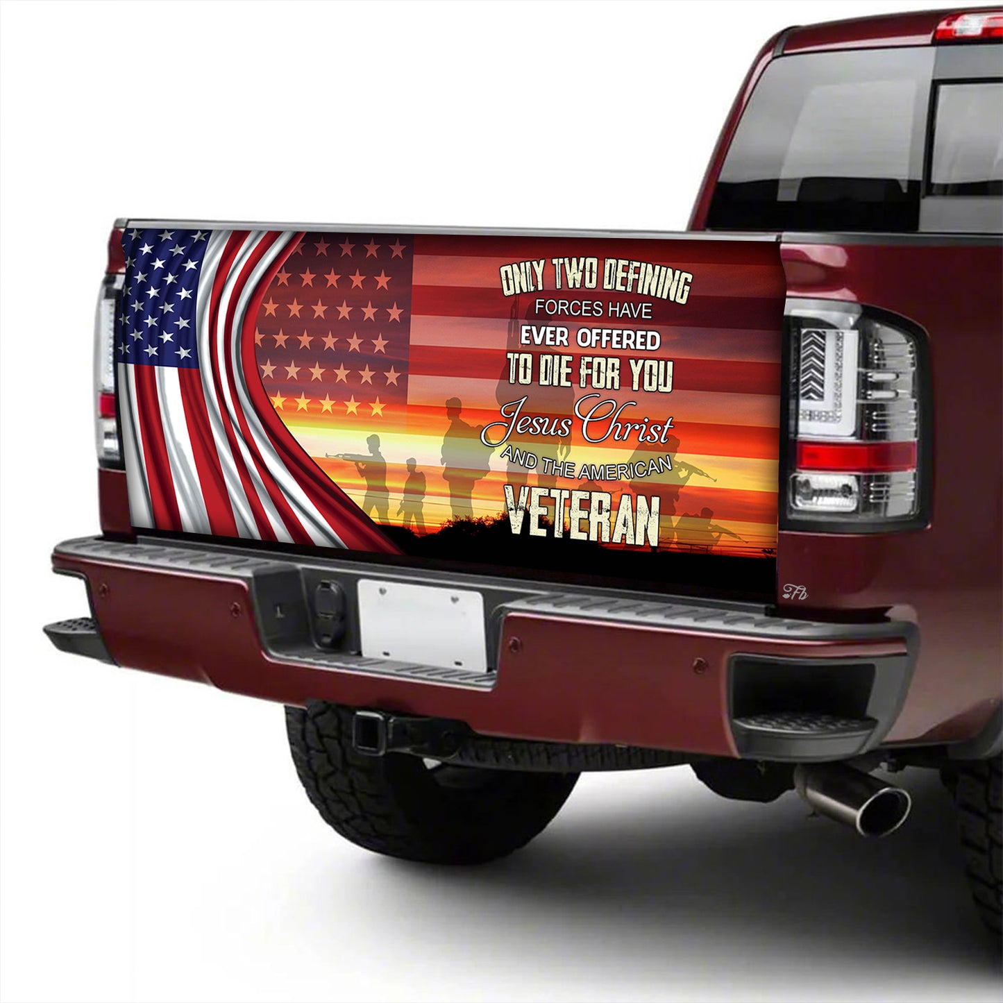 Petthouse | American Veteran Wrap Jesus Christ Tailgate Cover America Flag Wrap America Patriot Gift