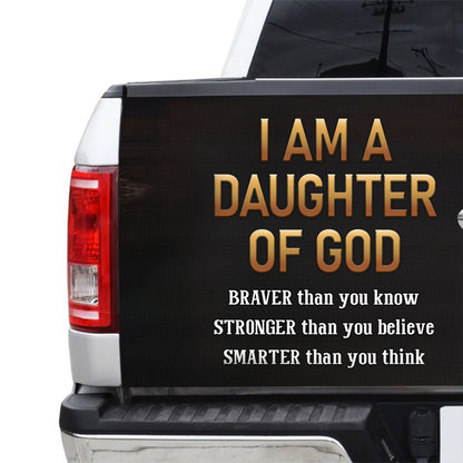 Petthouse | Christ Fighter Tailgate Wrap Lion Jesus Tailgate Cover I Am A Daughter Of God