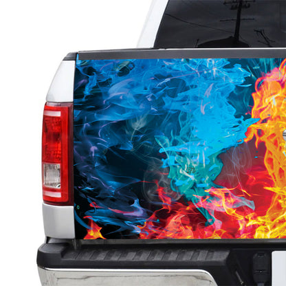 Petthouse | Water And Fire Tailgate Wrap Decal Sticker Truck Decoration Gift For Family Members