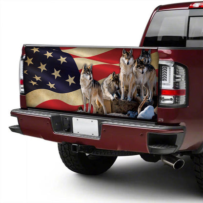 Petthouse | Wolf Family American Printed Tailgate Wrap, Wolf Wildlife Animal Lovers Gift