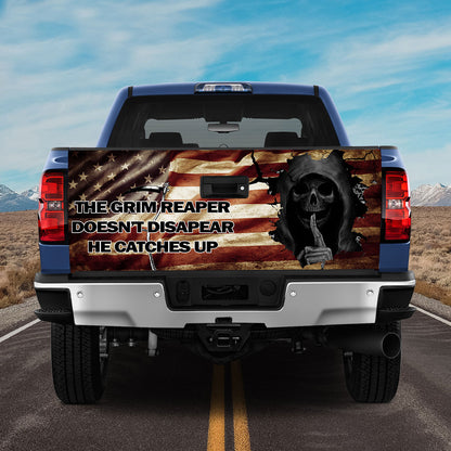 Petthouse | Grim Reaper American Flag Tailgate Wrap The Grim Reaper Doesn't Disappear He Catches Up