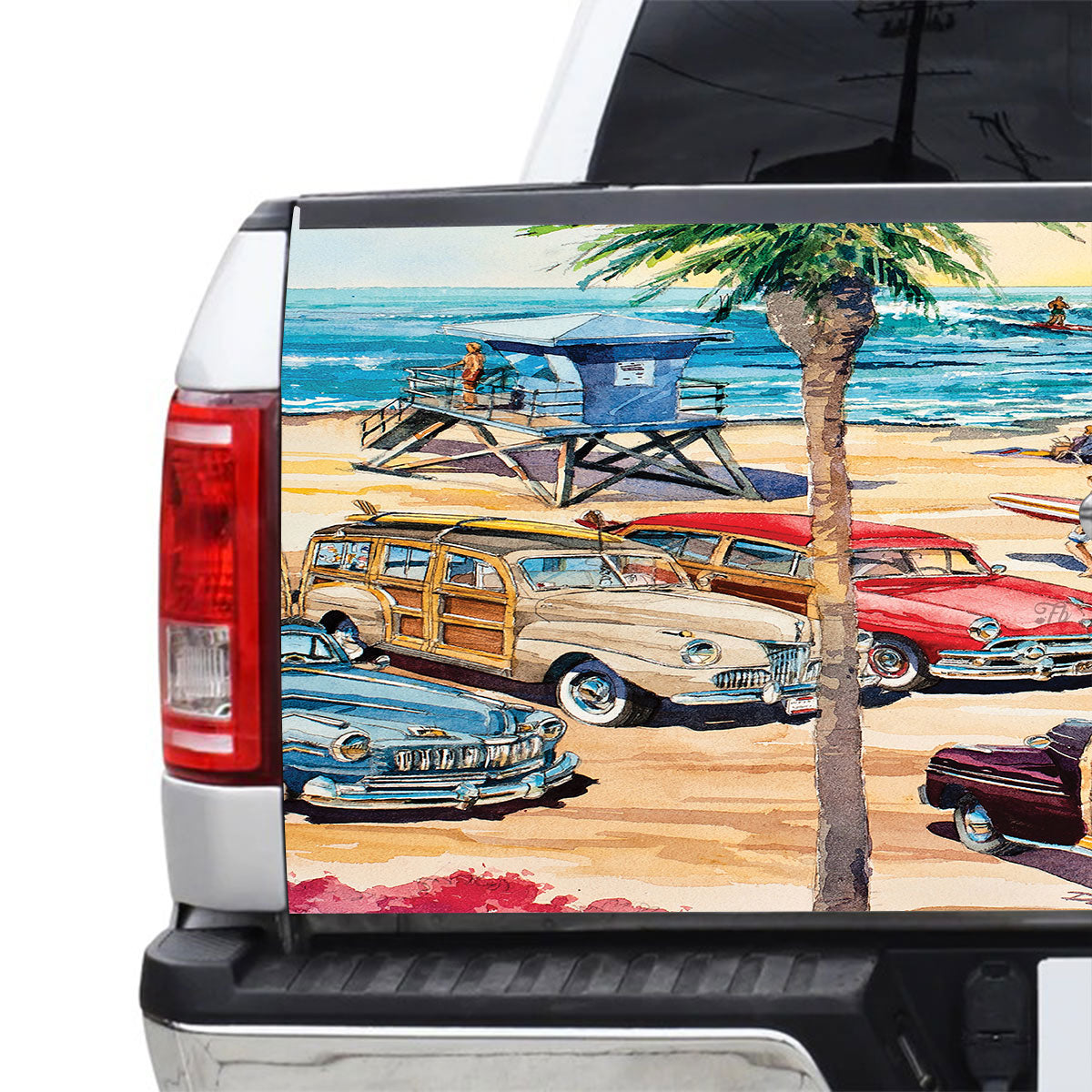 Petthouse | Summer Beach Sea Summer Vacation Tailgate Wrap Decal Beach Life Sticker Tailgate Mural Truck Decor