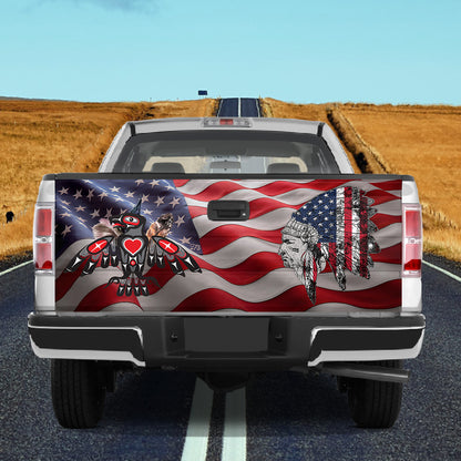 Petthouse | Native American Chief Tailgate Wrap Native Thunderbird Symbol American Flag