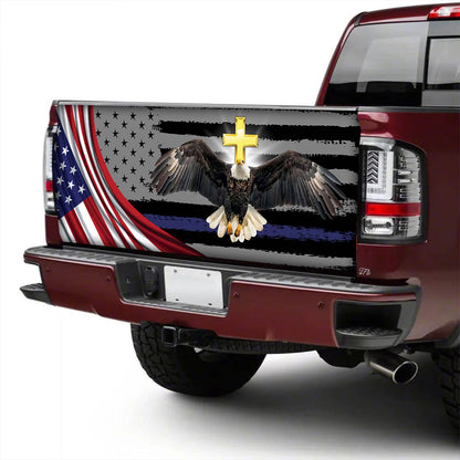 Petthouse | Ea*gle Golden Cross American Tailgate Wrap, Patrotic Day Truck Decor Gift