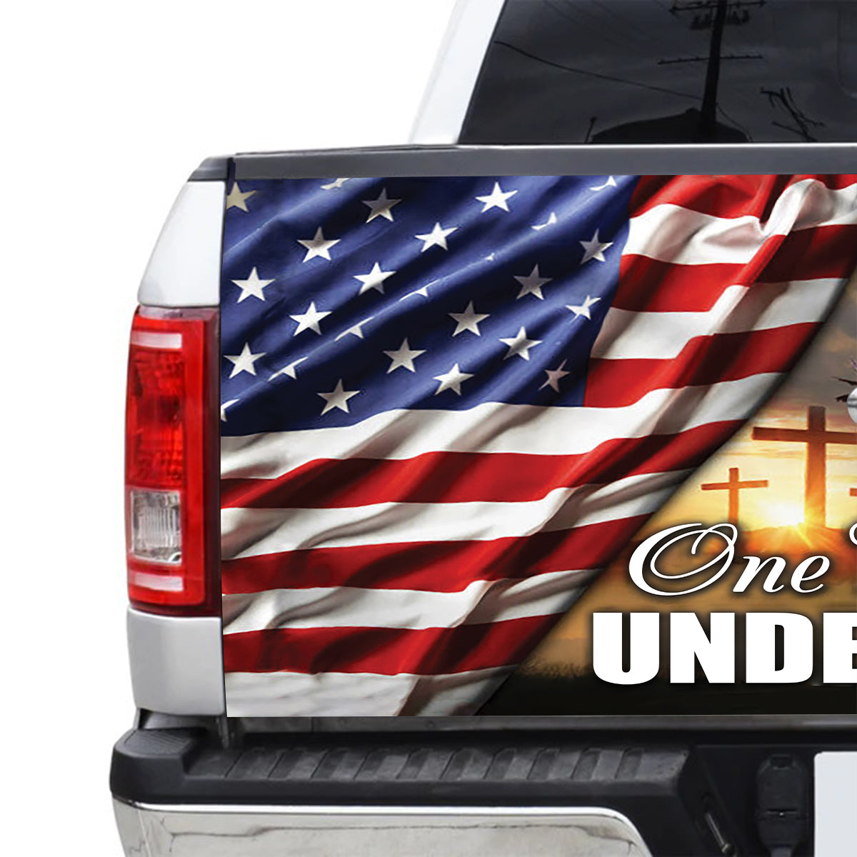 Petthouse | Bald Eagle American Patriot Bible One Nation Under God Tailgate Wrap Vinyl Graphic Decal Sticker